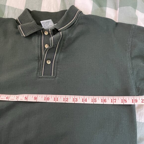 Y2K Northern Getaway Polo Long Sleeve Shirt Rugby Womens Green 90s Waffle Henley - Picture 3 of 6